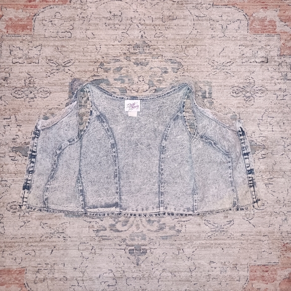 Vintage Dirty Dancing 1987 Acid washed Crop Sleeveless denim vest  small - Picture 5 of 15